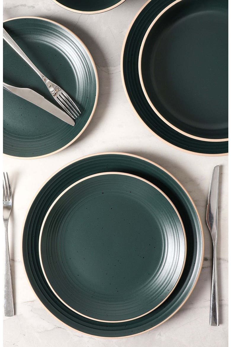 Lauren Stoneware 16-Piece Dinnerware Set, Alternate, color, Dark Green