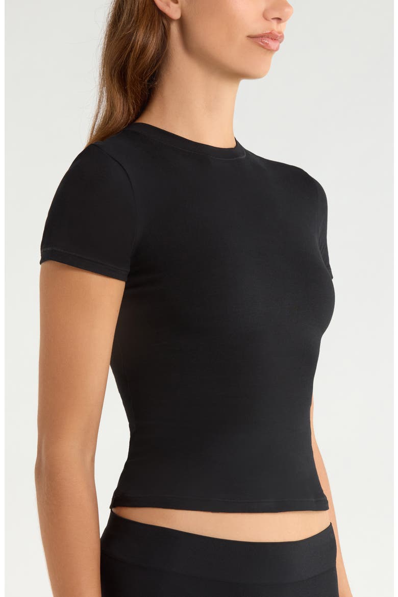 Sculpting Stretch Cotton Jersey T-Shirt, Alternate, color, BLACK