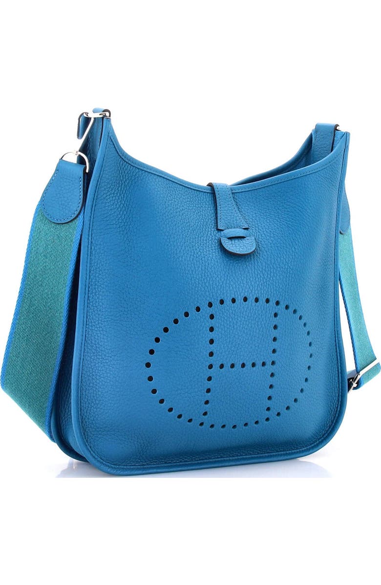 Pre-Owned Hermes Evelyne Bag Gen III Clemence PM, Alternate, color, Bleu Izmir