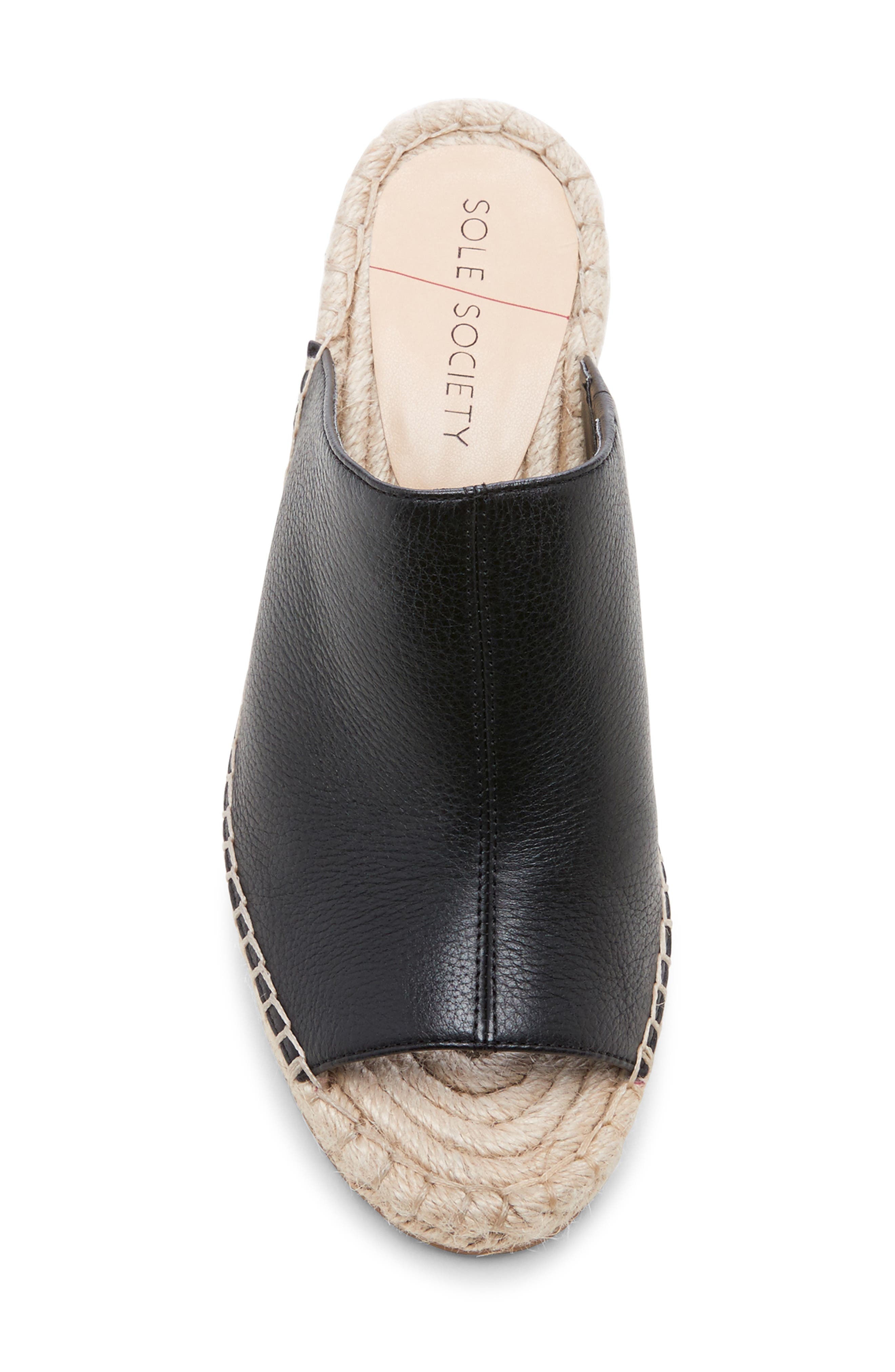 Caleena Wedge Slide Sandal, Alternate, color, BLACK/ BLACK LEATHER