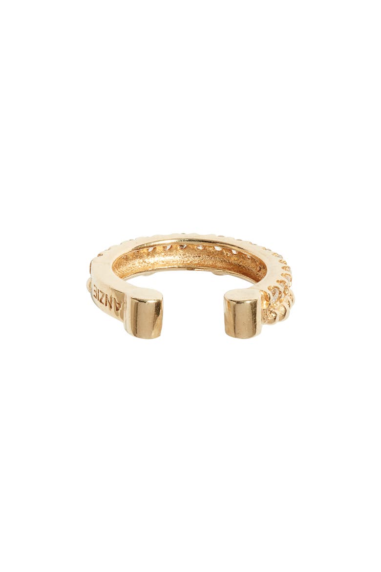 Single Dew Drop Double Pavé Diamond Ear Cuff, Alternate, color, YELLOW GOLD