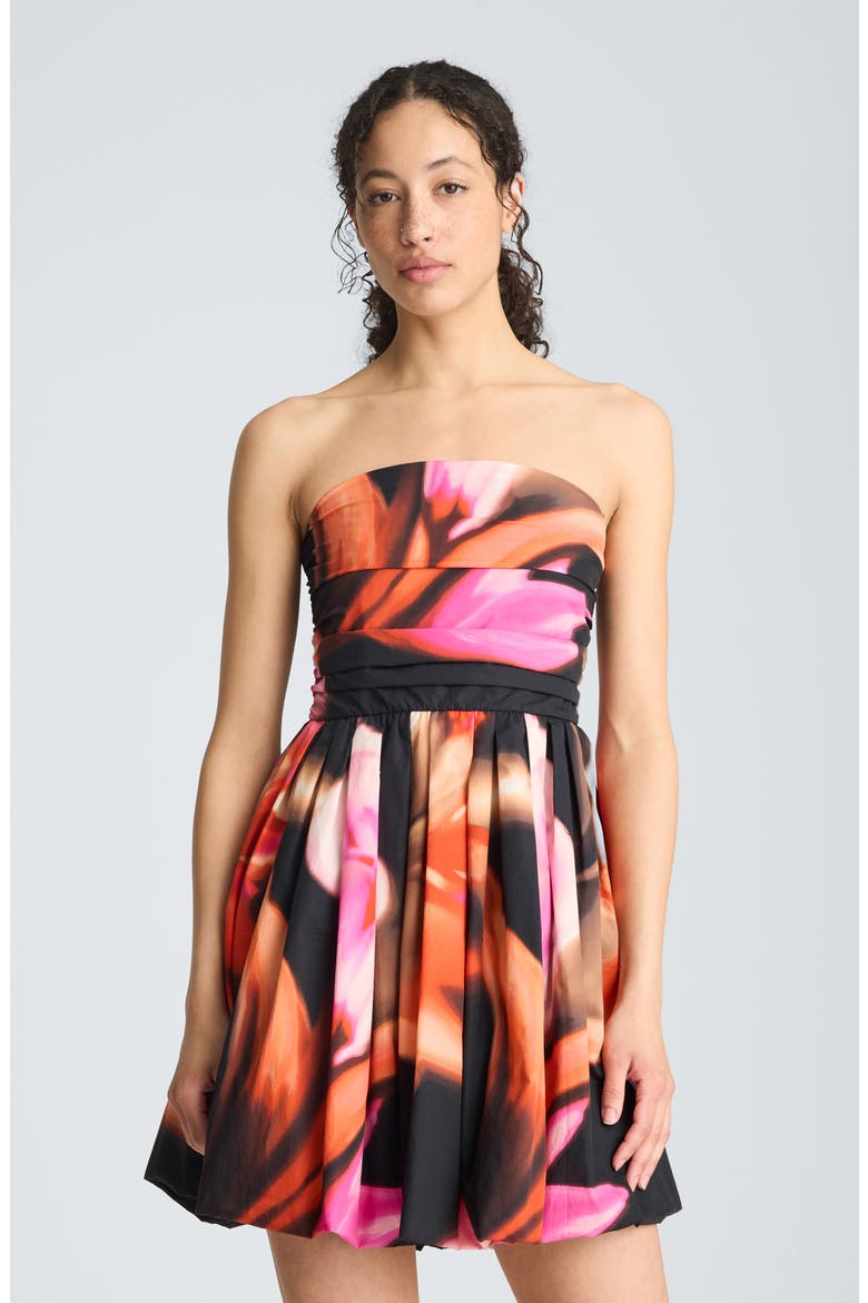 Ruched Strapless Minidress, Alternate, color, BLACK MULTI