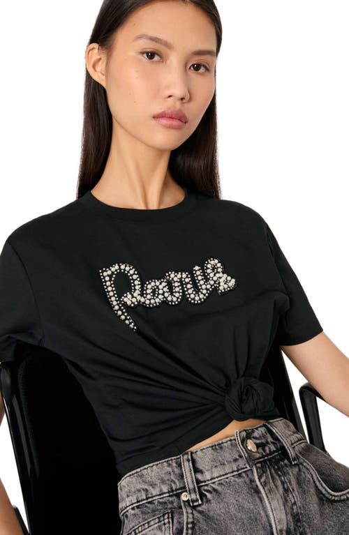 Maje Embroidered T-shirt In Black