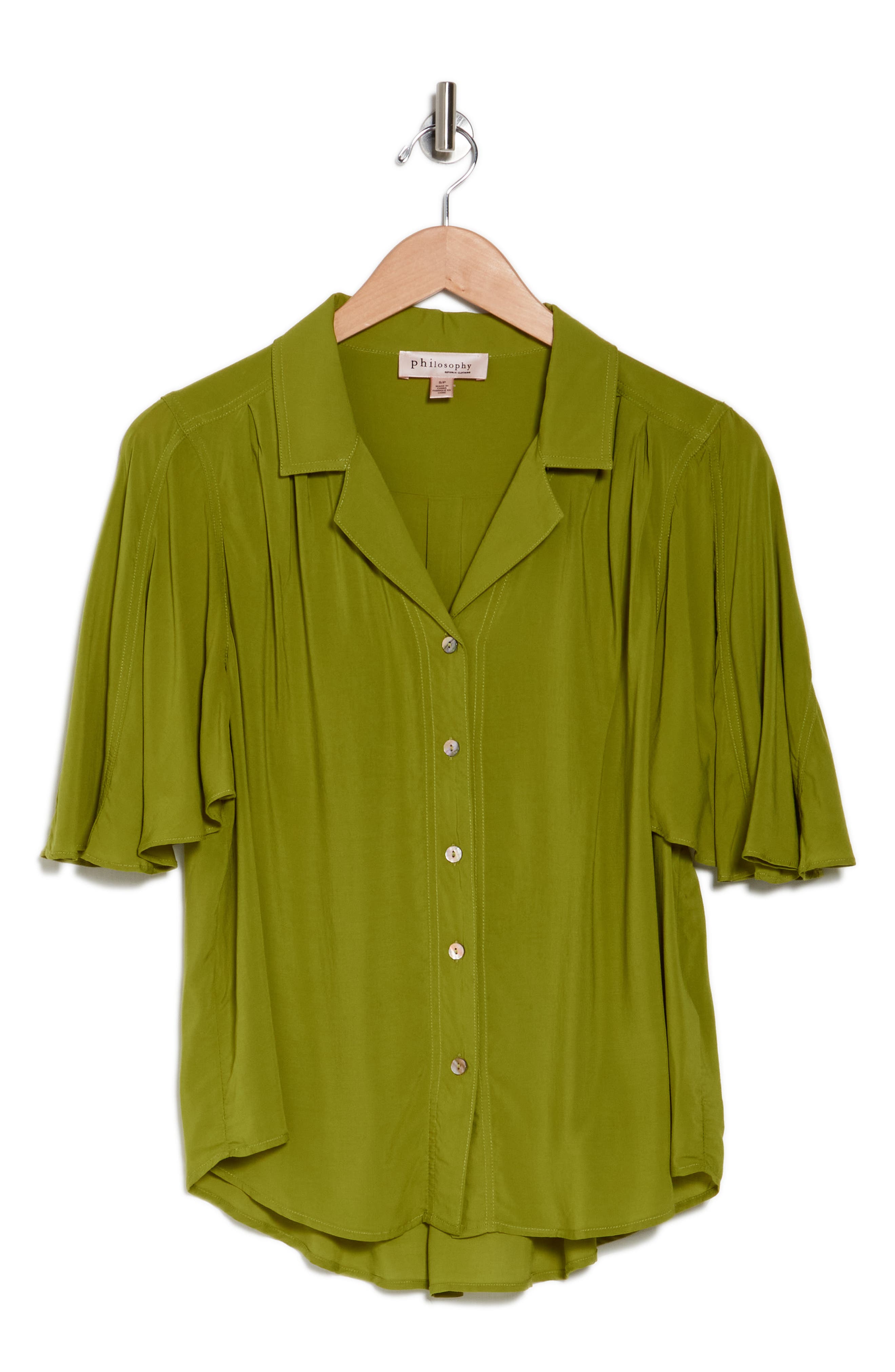 PHILOSOPHY BY RPUBLIC CLOTHING Flutter Sleeve Button-Up Shirt (Women ...
