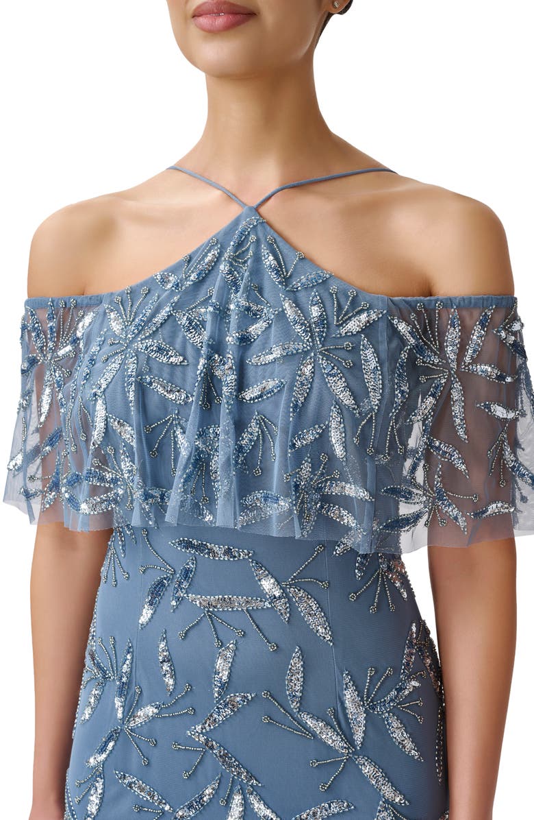 Aidan Mattox by Adrianna Papell Sequin Beaded Cold Shoulder Gown, Alternate, color,