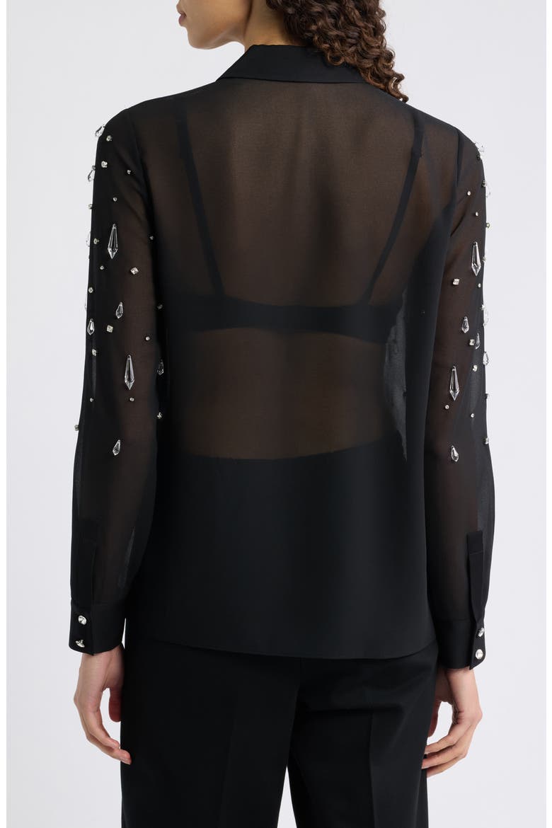 The Sloane Crystal Embellished Woven Shirt, Alternate, color, NOIR