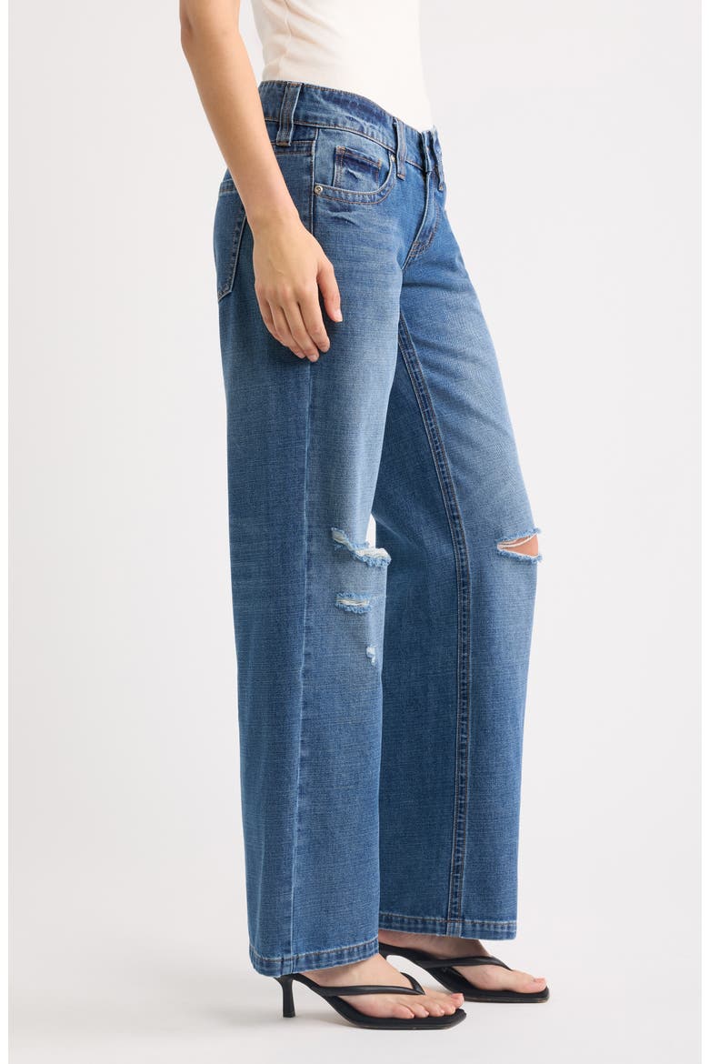 Low Rise Forward Seam Relaxed Straight Leg Ripped Jeans, Alternate, color, MEDIUM DARK VINTAGE