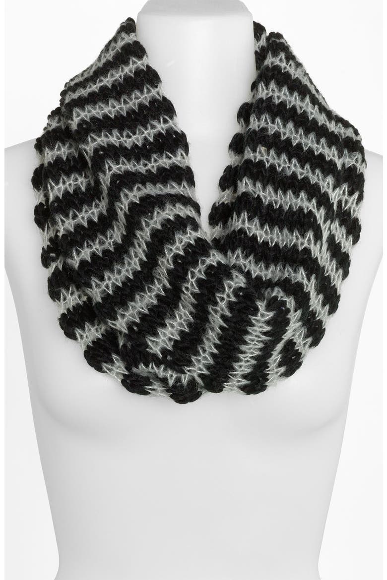 Stripe Infinity Scarf, Main, color, BLACK