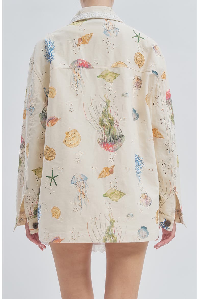 Hayes Sea Life Print Cotton Eyelet Jacket, Alternate, color, SHELL PRINT