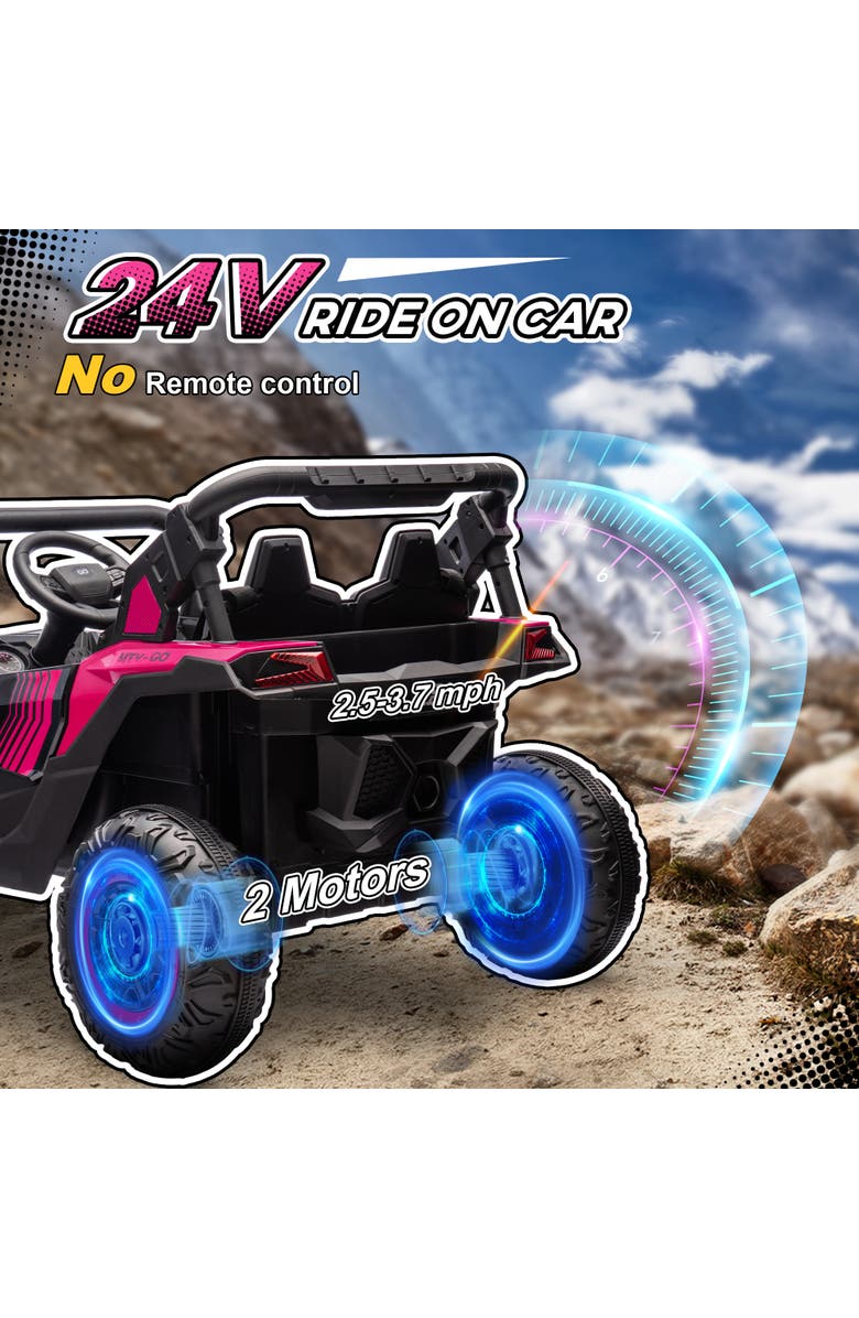 Qaba 24V 2-Seater Kids UTV Ride on Car with Shock Absorbers, Alternate, color, Pink