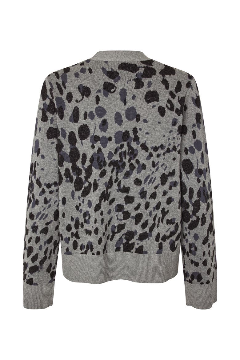 Malokina Leopard Pattern Cardigan, Alternate, color, Black
