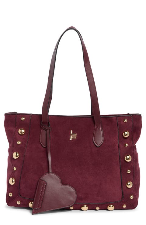 Faux Suede Studded Tote