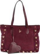 London Fog Faux Suede Studded Tote