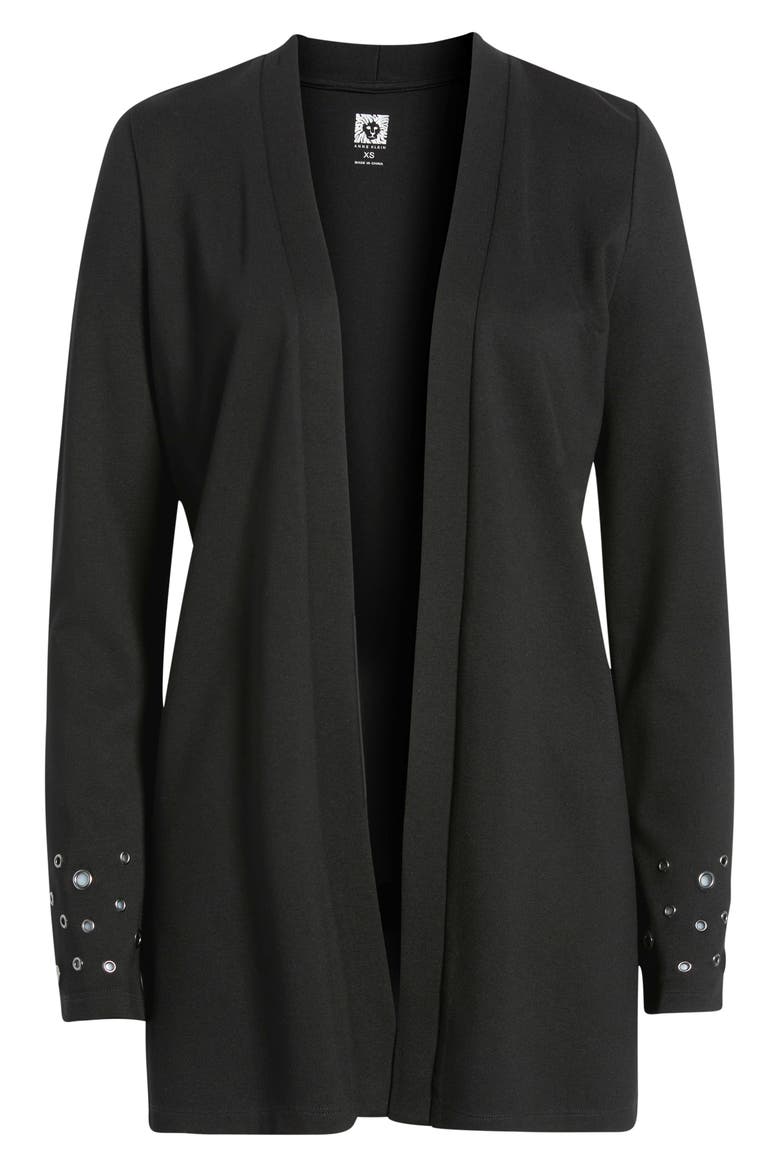 Grommet Detail Open Cardigan, Main, color, ANNE BLACK