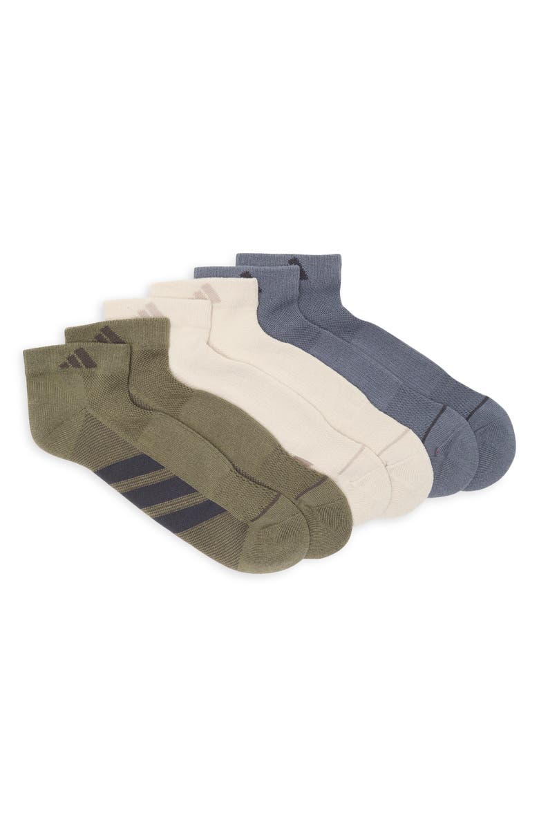 adidas All Day Training 3-Pack Ankle Socks, Main, color, Olive Green/ Alumina/ Grey