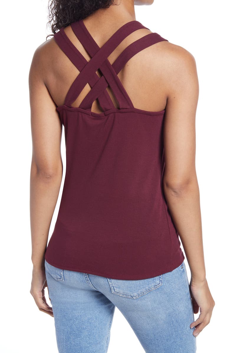 Loveappella Strappy Layering Tank, Alternate, color, Burgundy
