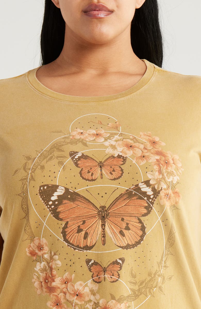 Lucky Brand Butteryfly Frame Graphic T-Shirt, Alternate, color, Mustard Gold