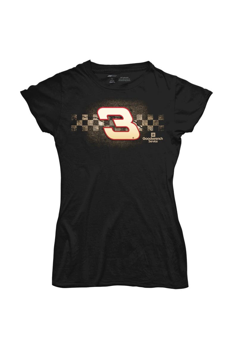 Women's Checkered Flag Black Richard Childress Racing Goodwrench T-Shirt, Alternate, color, Black