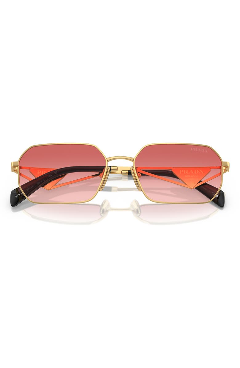 Prada 58mm Gradient Rectangular Sunglasses, Alternate, color, Gold/ Pink
