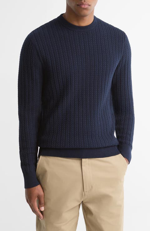 Herringbone Knit Crewneck Sweater