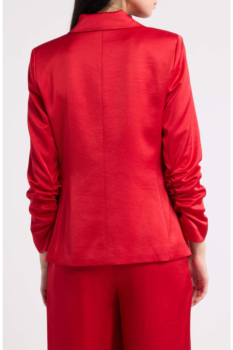 Satin Faux Double Breasted Blazer, Alternate, color, CRIMSON
