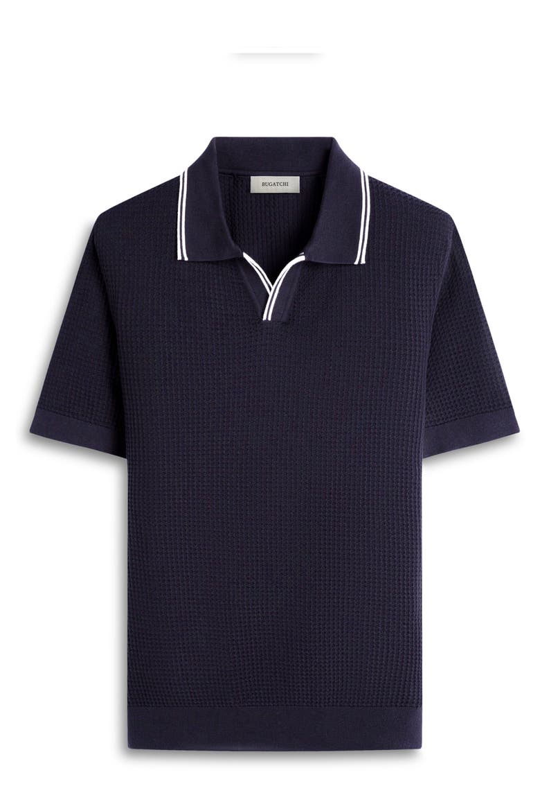 Tipped Johnny Collar Short Sleeve Sweater, Alternate, color, BLACK