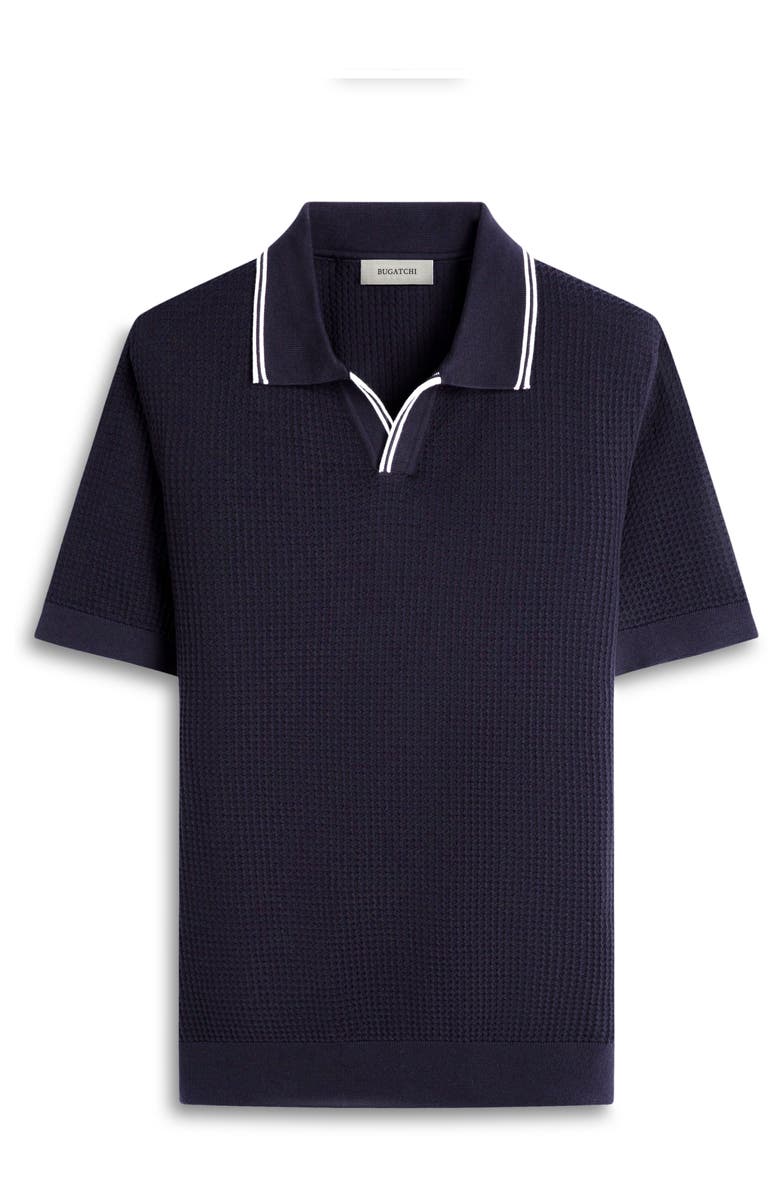Bugatchi Tipped Johnny Collar Short Sleeve Sweater, Alternate, color, 