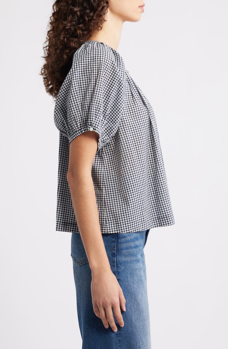 DÔEN June Gingham Check Organic Cotton Top, Alternate, color, Navy La Maddalena Gingham
