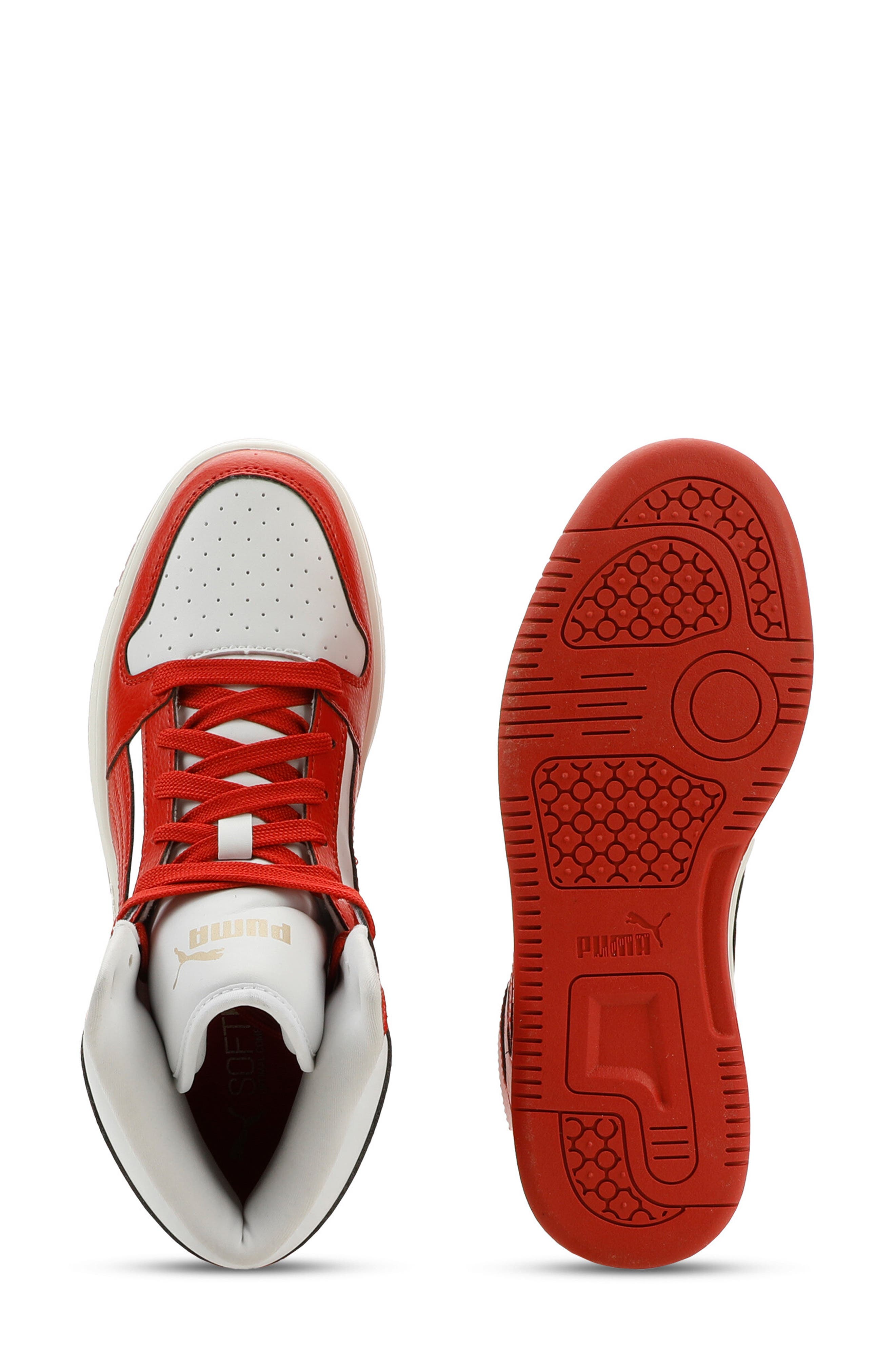 PUMA Rebound Layup High Top Sneaker, Alternate, color, Puma White/ Apple/ Gold