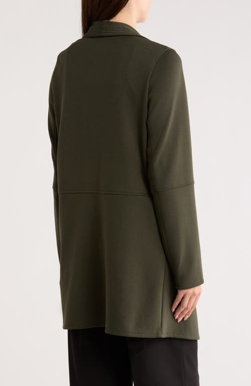T Tahari Drape Front Scuba Knit Jacket In Green