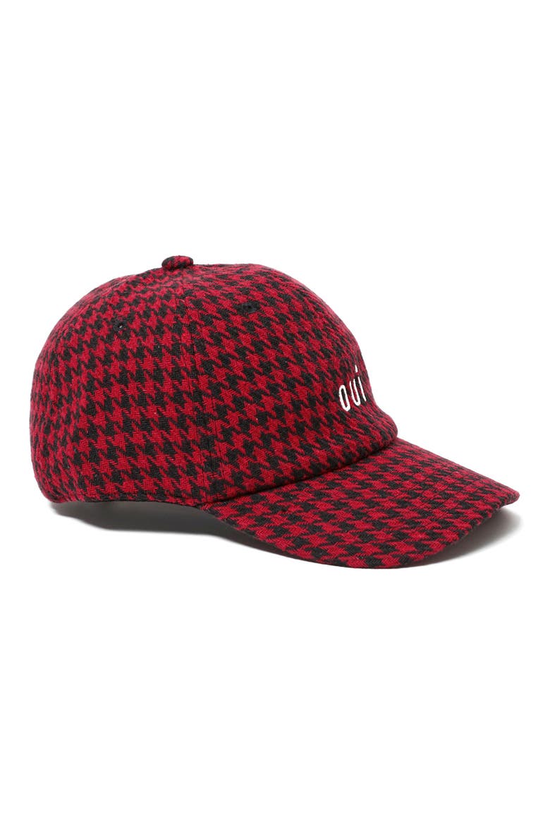 Wool Adjustable Baseball Cap, Alternate, color, BLACK RED HOUNDSTOOTH PETIT