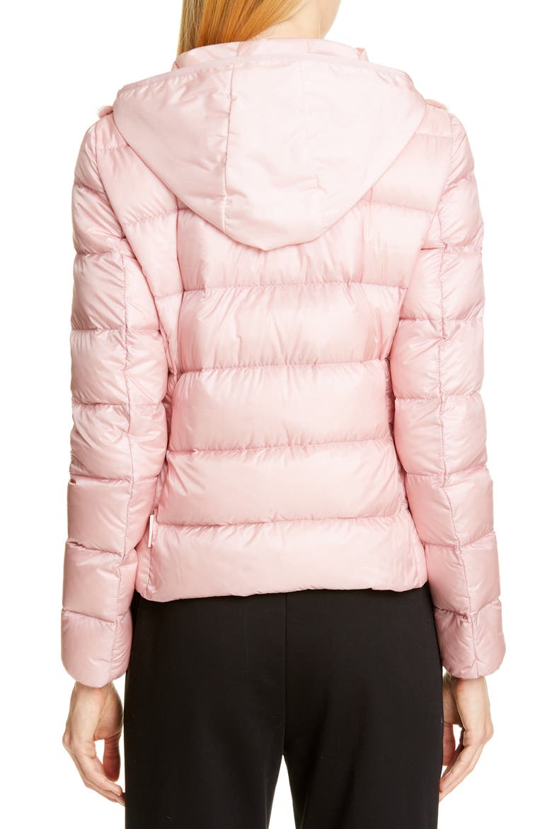 Riga Quilted Down Jacket with Genuine Mink Fur Trim, Alternate, color, LIGHT PINK