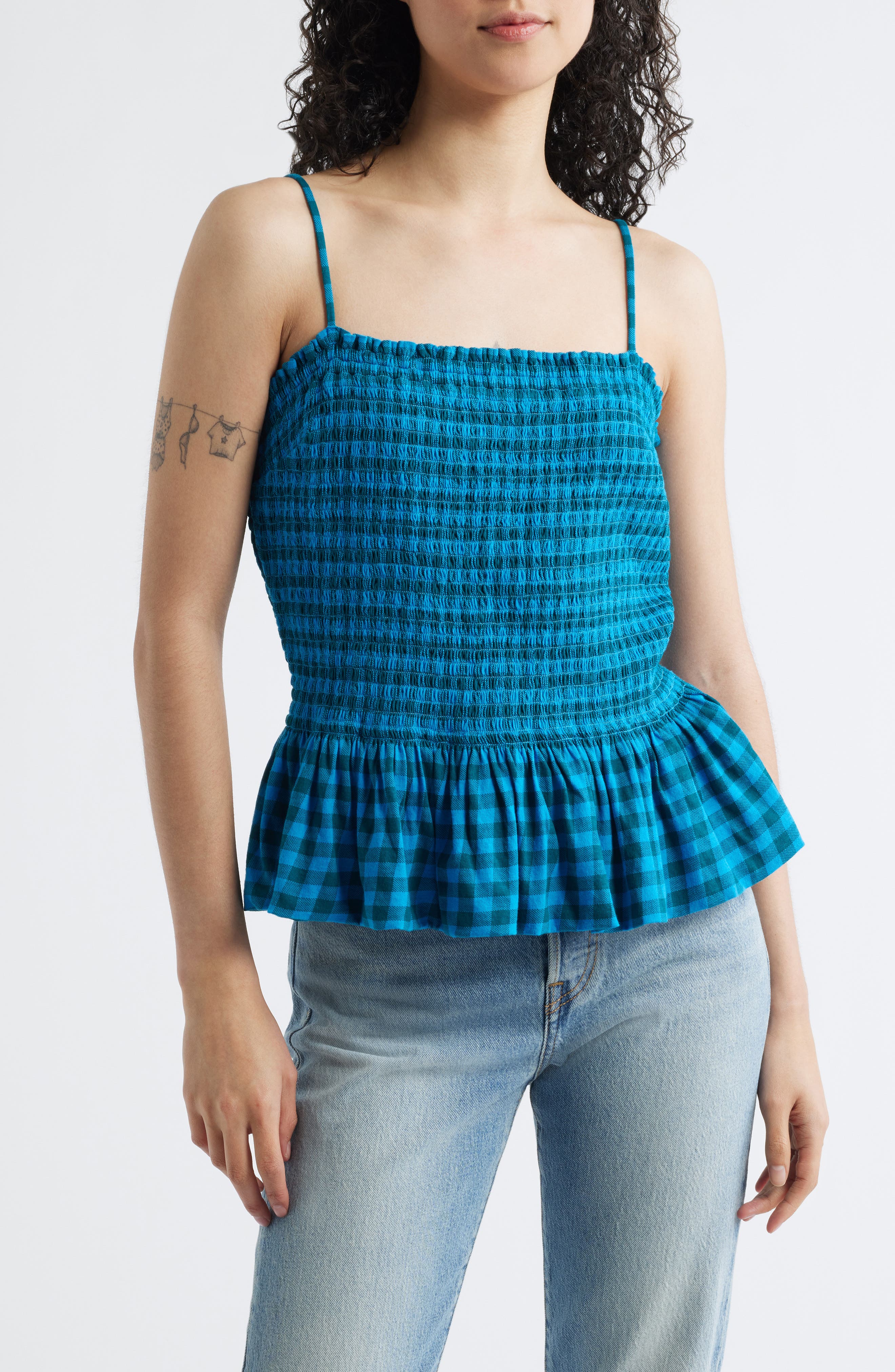 Free People Sundance Gingham Peplum Tank
