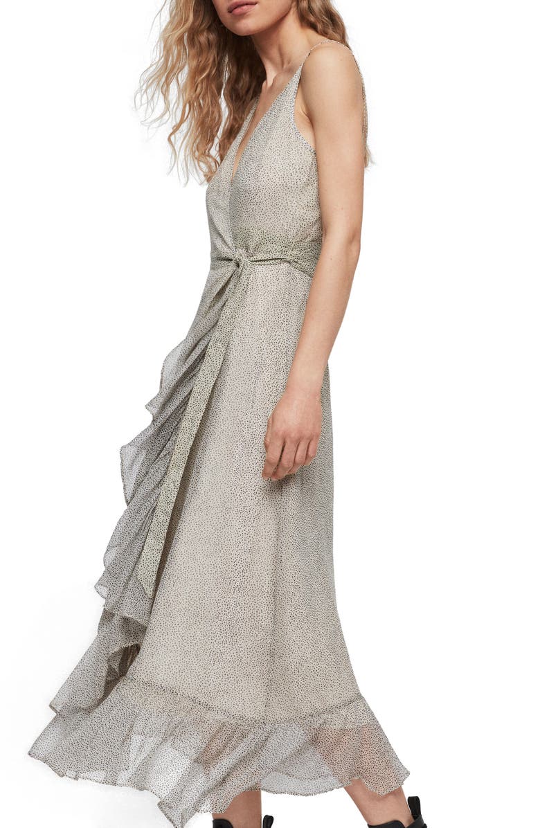 AllSaints Dayla Speckle Wrap Sundress, Alternate, color,
