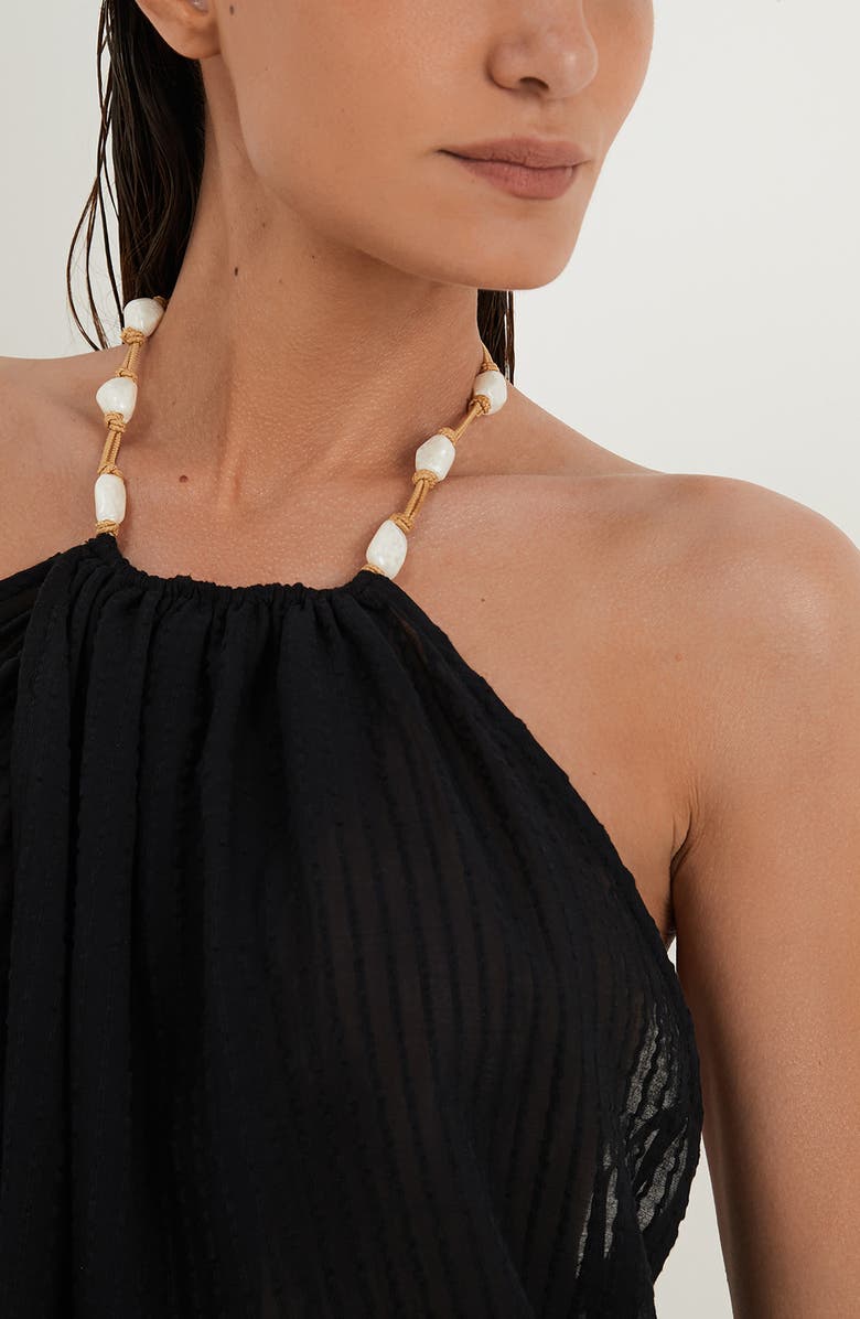 ViX Paula Hermanny Cloe Halter Cover-Up Minidress, Alternate, color, Black