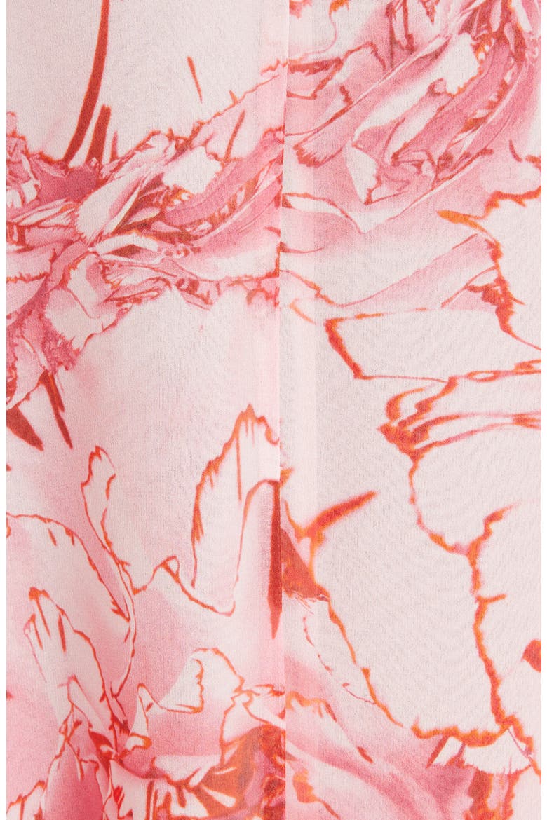 Floral Overlay Bodice Silk Dress, Alternate, color, ROSE/ RED