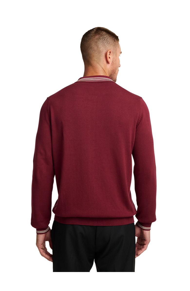 Paul Fredrick Cotton Full Zip Polo, Alternate, color, Burgundy