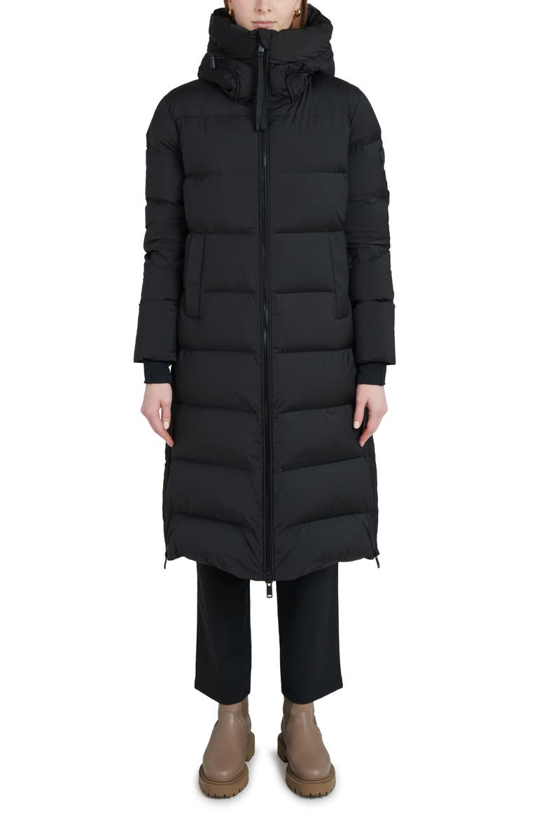 Water Resistant Hooded Down Coat, Main, color, BLACK