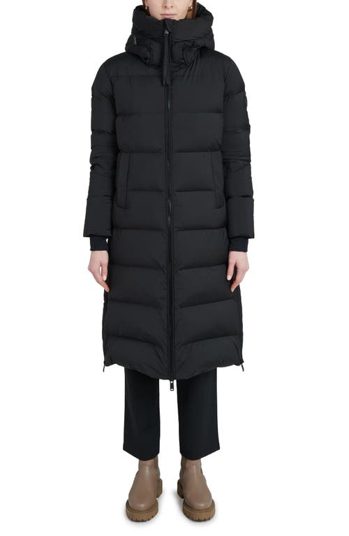 The Recycled Planet Company Water Resistant Hooded Down Coat in Black 