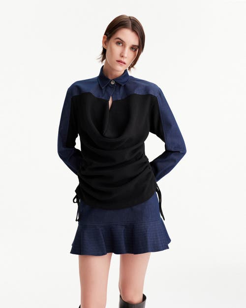 Theo The Label Women's Blue Demeter Denim Trapunto Hem Skirt In Denim