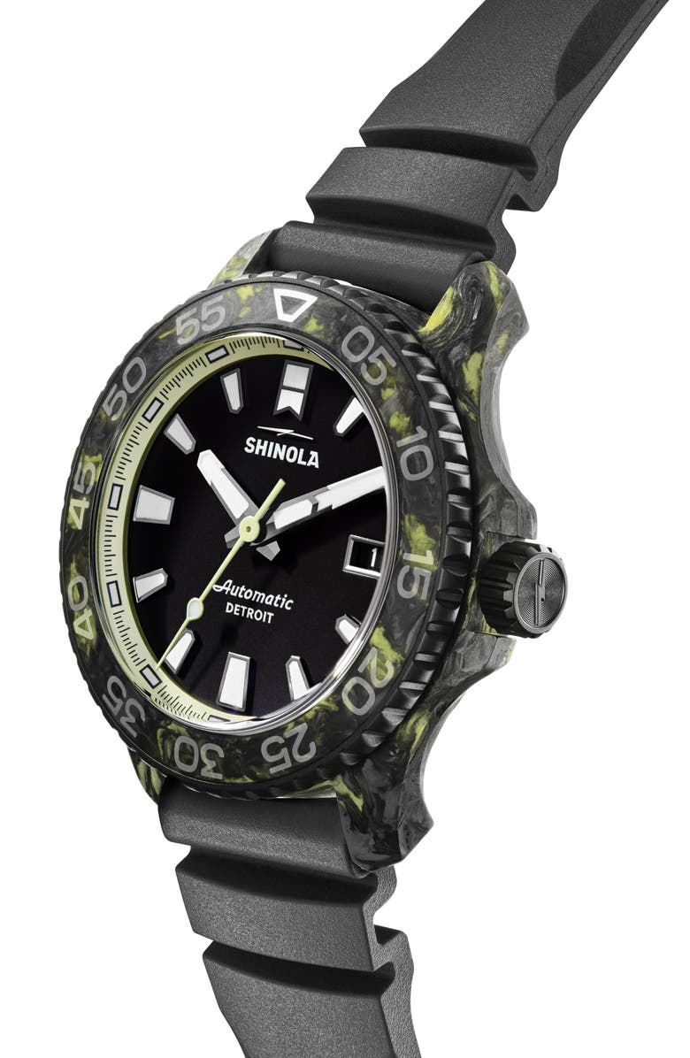 Shinola Monster Forged Carbon Automatic Dive Watch Gift Set, 45mm, Alternate, color, Black