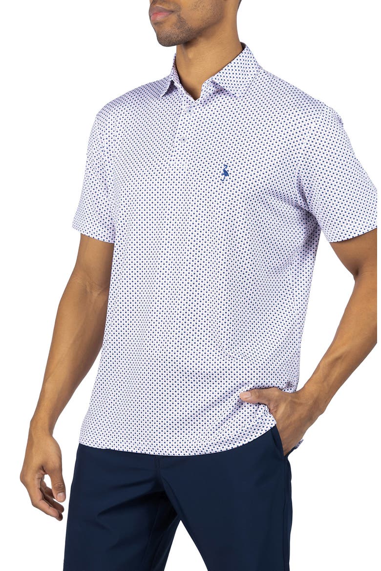 Stars Print Performance Polo, Alternate, color, WHITE