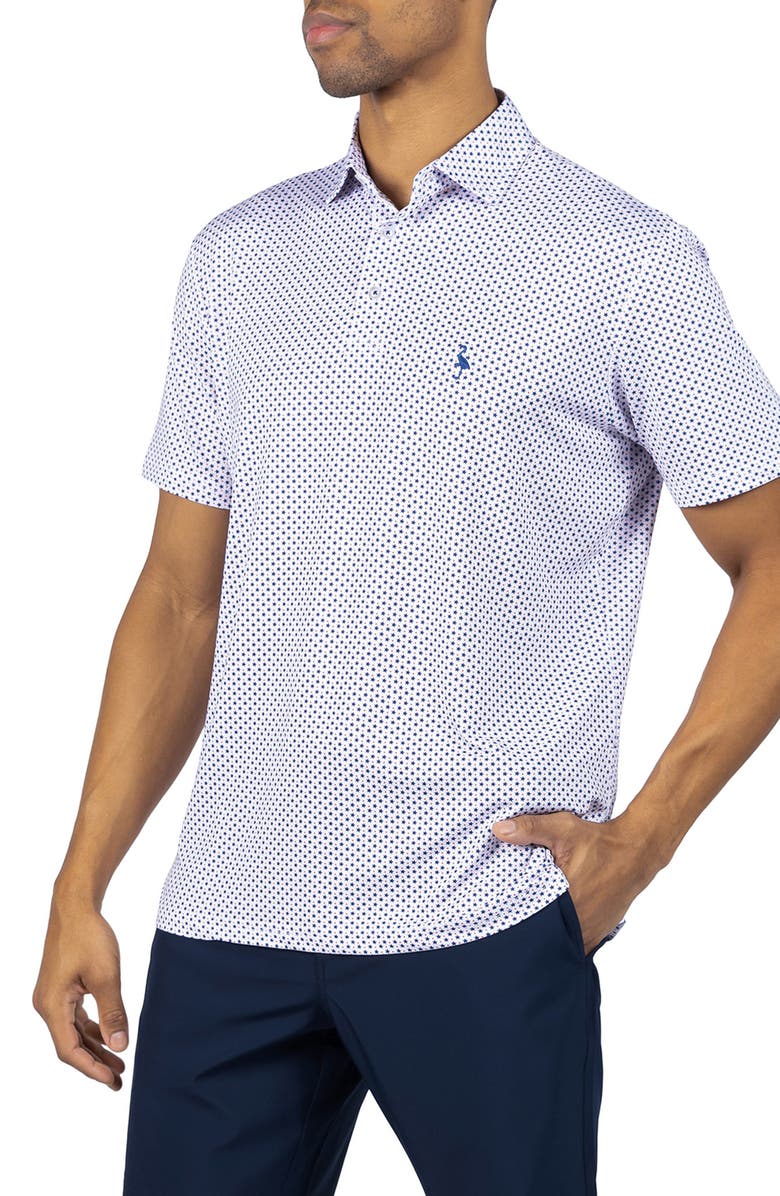 TailorByrd Stars Print Performance Polo, Alternate, color, White