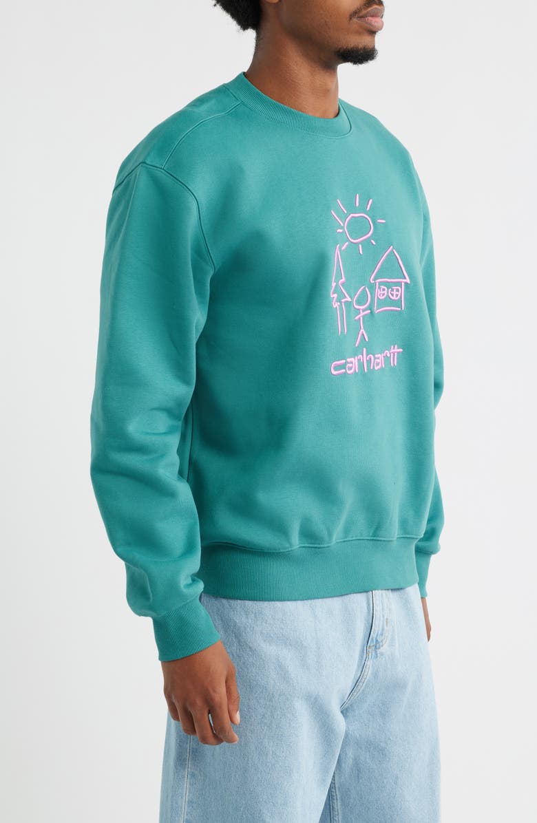 Carhartt Work In Progress Masterpiece Embroidered Sweatshirt, Alternate, color, Saguaro / Pink