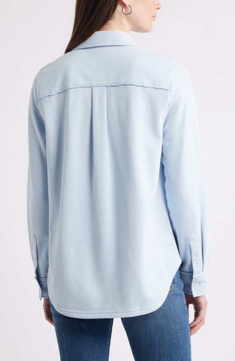 Caslon<sup>®</sup> French Terry Button-Up Shirt, Alternate, color, Blue Skyway