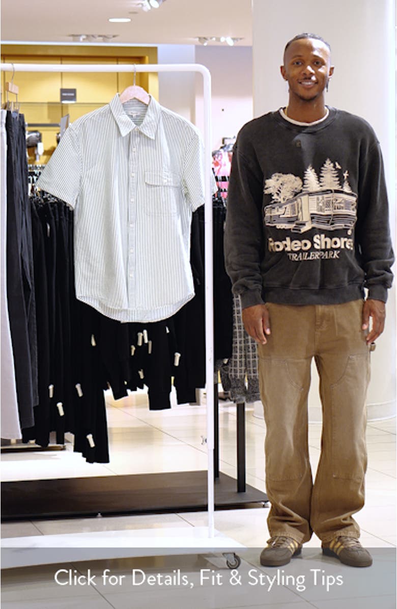 Allday Oxford Single Pocket Short Sleeve Button-Up Shirt, sales video thumbnail