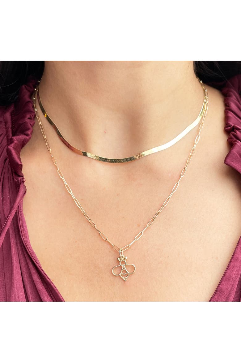 Mini Gold Bee Charm, Alternate, color, Yellow Gold