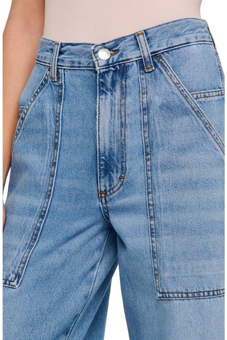 Faded wide straight-leg jeans, Alternate, color, Blue jean