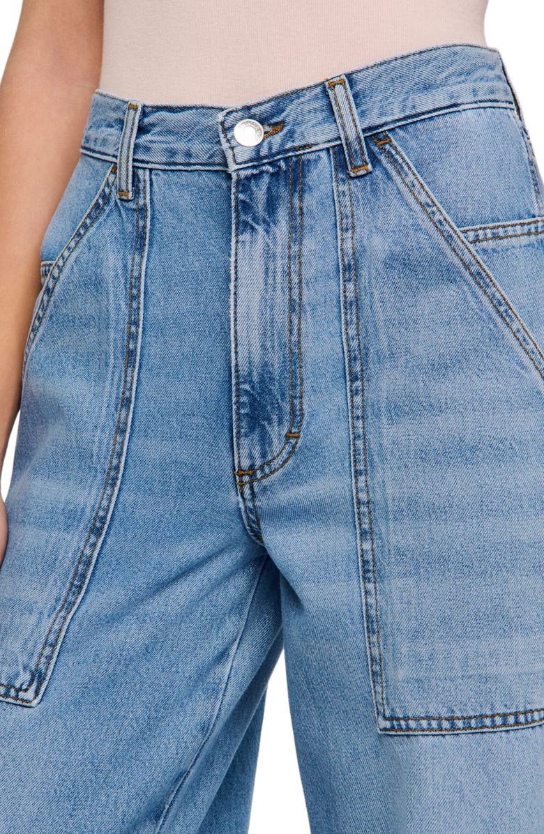 SANDRO Faded wide straight-leg jeans, Alternate, color, Blue Jean