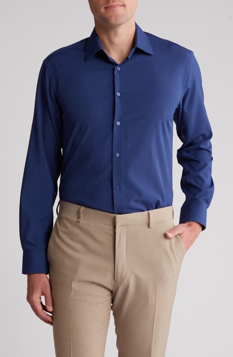 Slim Fit Estate Blue Stretch Dress Shirt